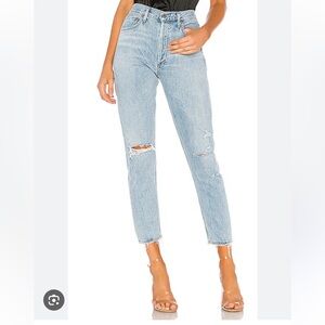 Agolde Jamie High-Rise Straight-Leg Distressed Jeans